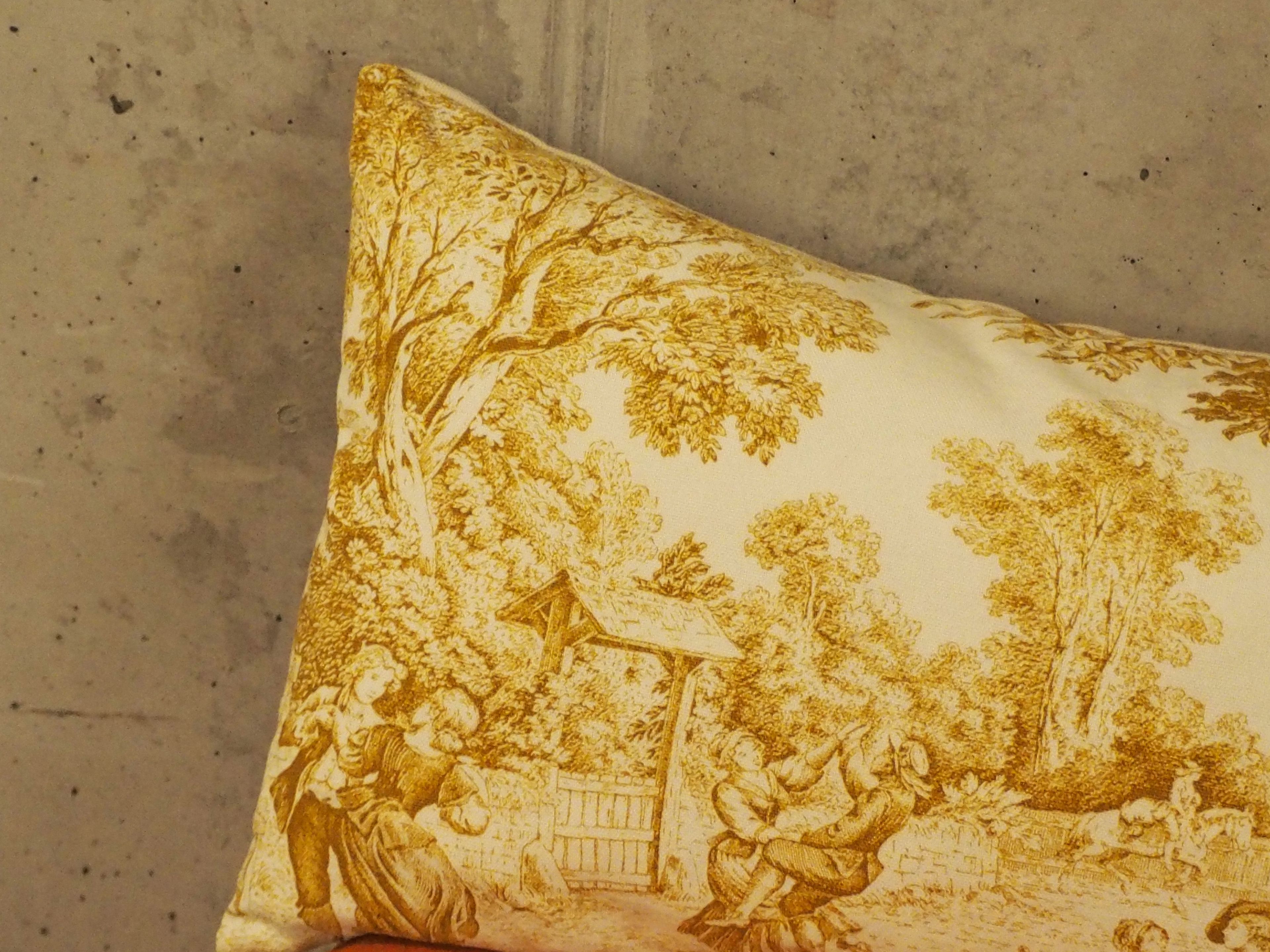 Kissen Toile de Jouy  - Hellgelb