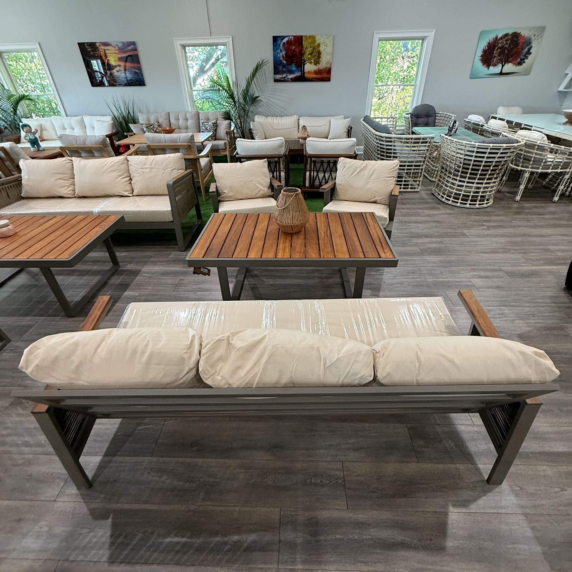 Relax Wooden Garden Patio 3+1+1 Sofa and Table Set