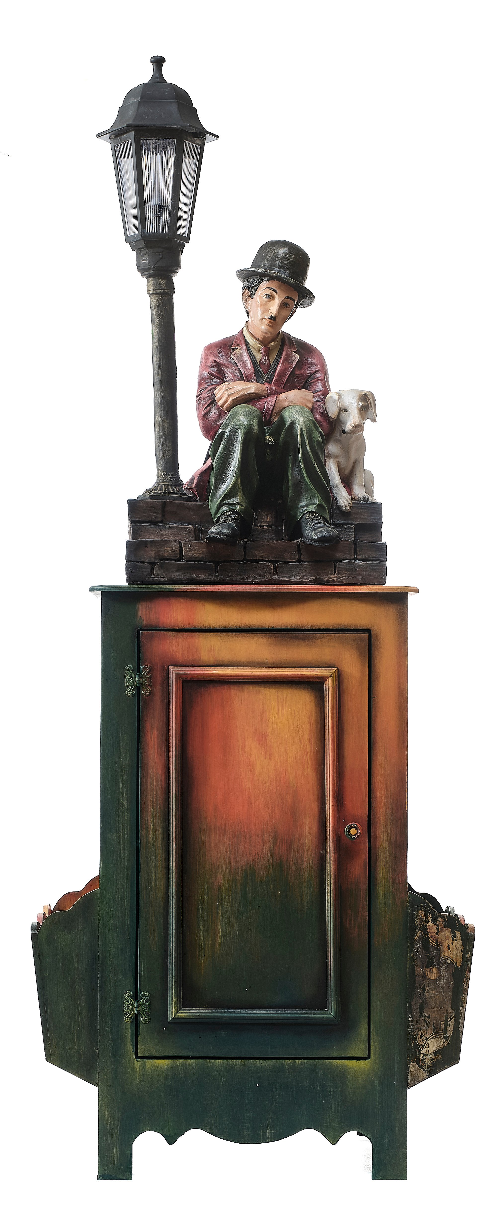 Ferozzi Chaplin and Dog Street Lamp - Sculpture Garden & Home Decor (Handmade)