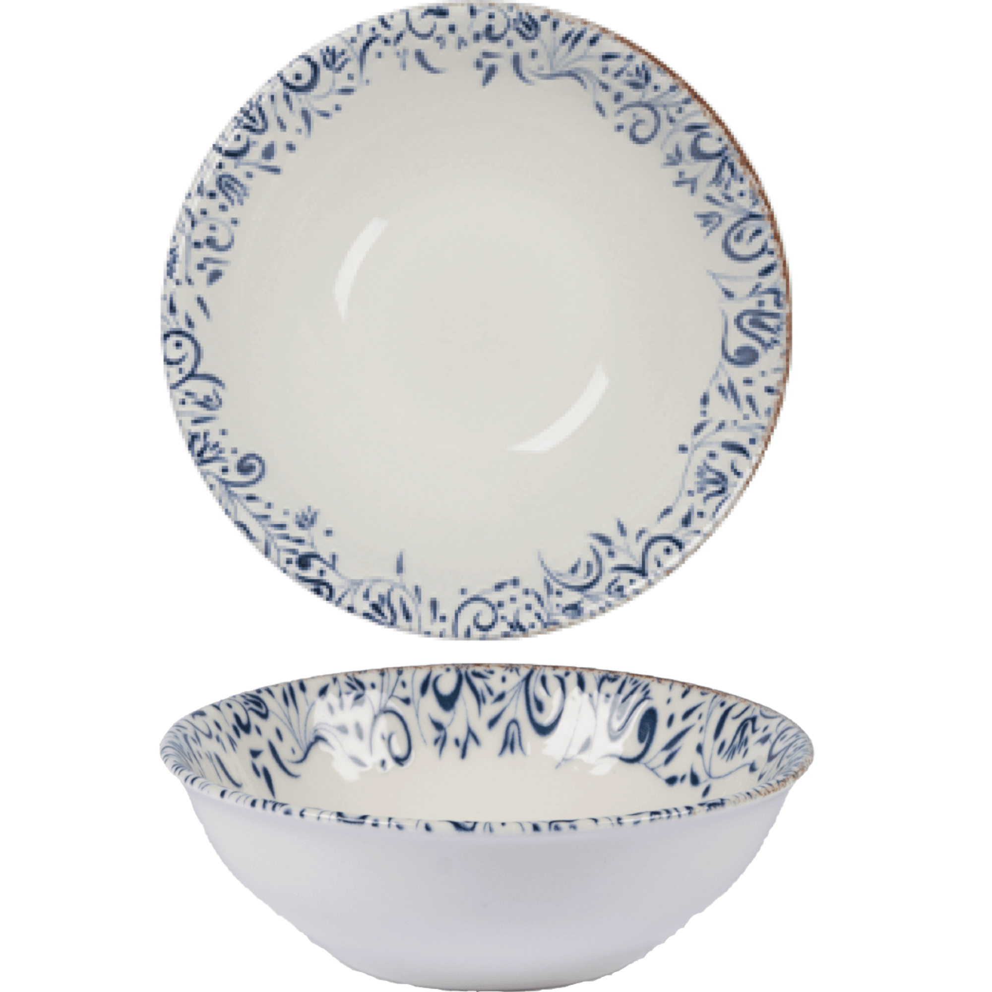 Ferozzi Laleli Digital Dinnerware Set - 24-Piece Porcelain Plates and Bowls with Elegant Blue Floral Pattern