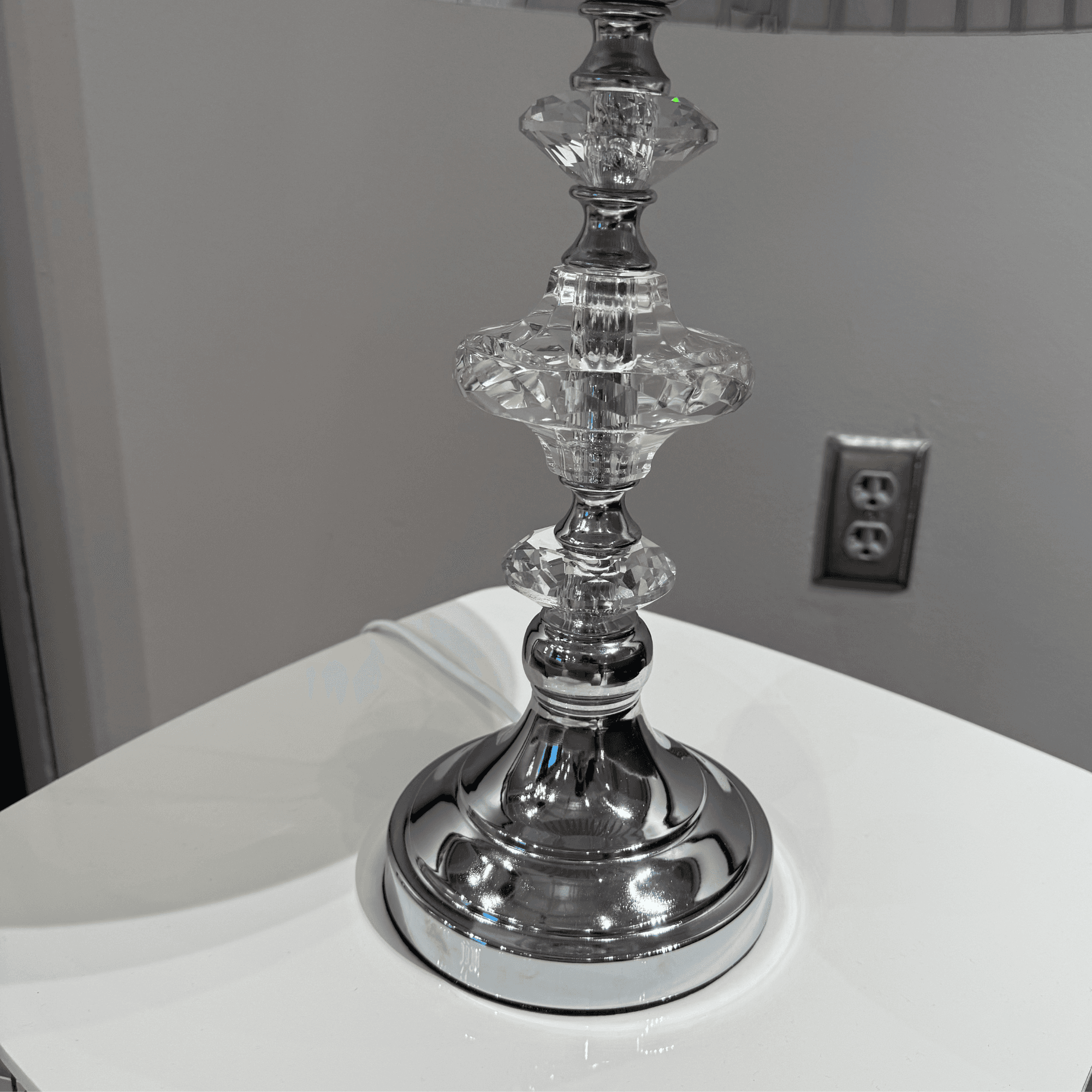 Ferozzi Silver & Crystal Table Lamp (FZ-TL-SC12) – Handcrafted Elegant Accent Lighting