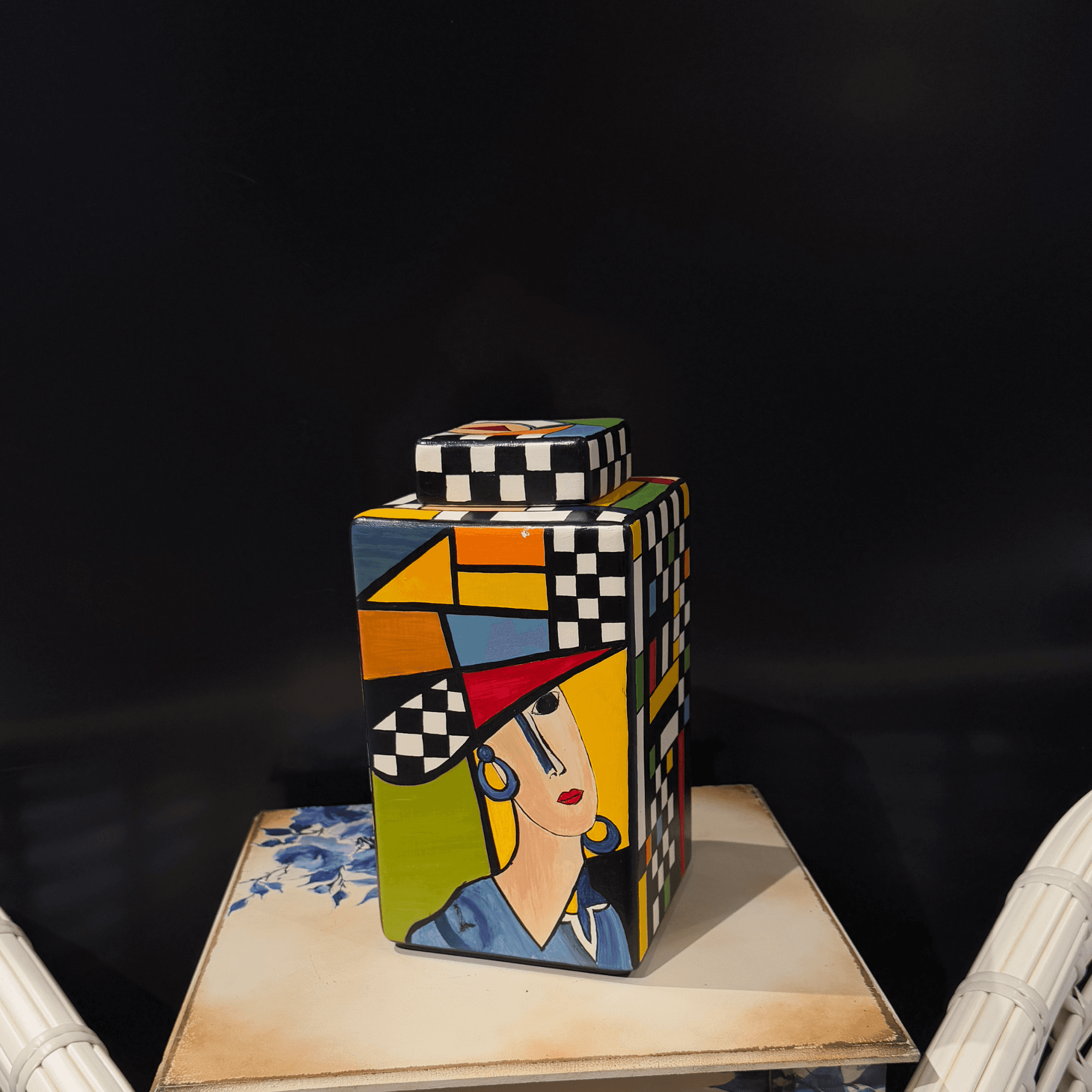 Abstract Picasso-Style Jar – Artistic Decorative Container