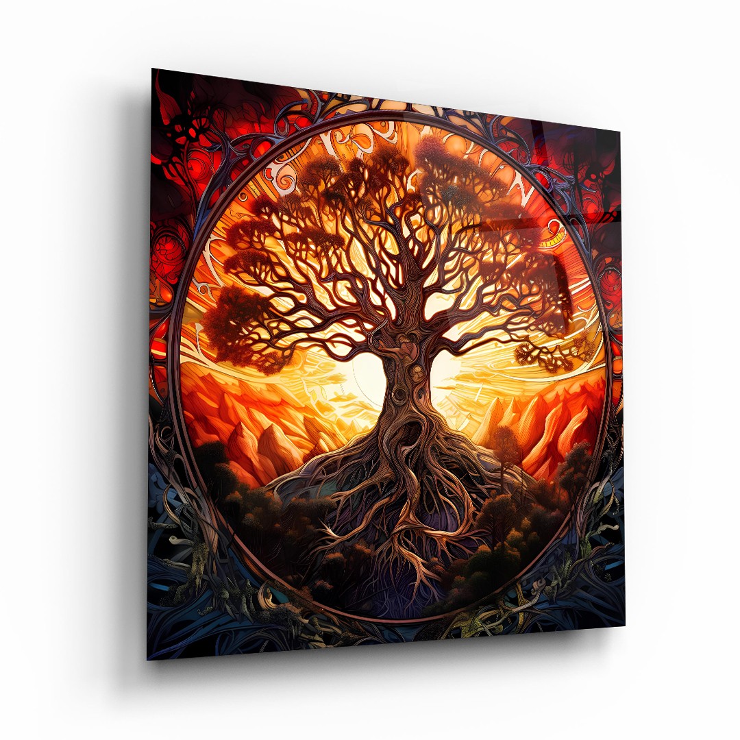 Tree of Life 8 - Square Glass Art