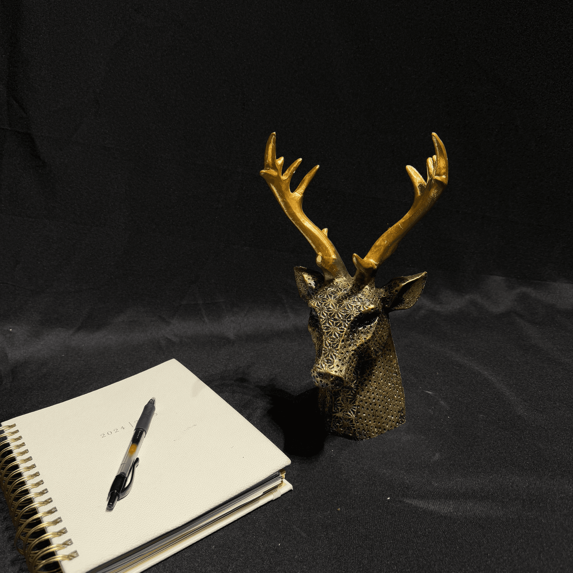 Elegant Golden Deer Head Sculpture Handmade