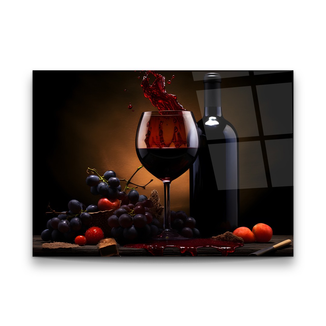 Red Wine - Horizontal Wall Glass Art