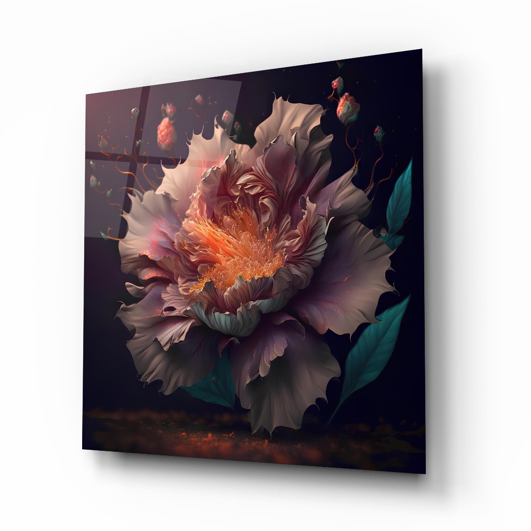 Flower Illustration 2 - Square Wall Glass Art