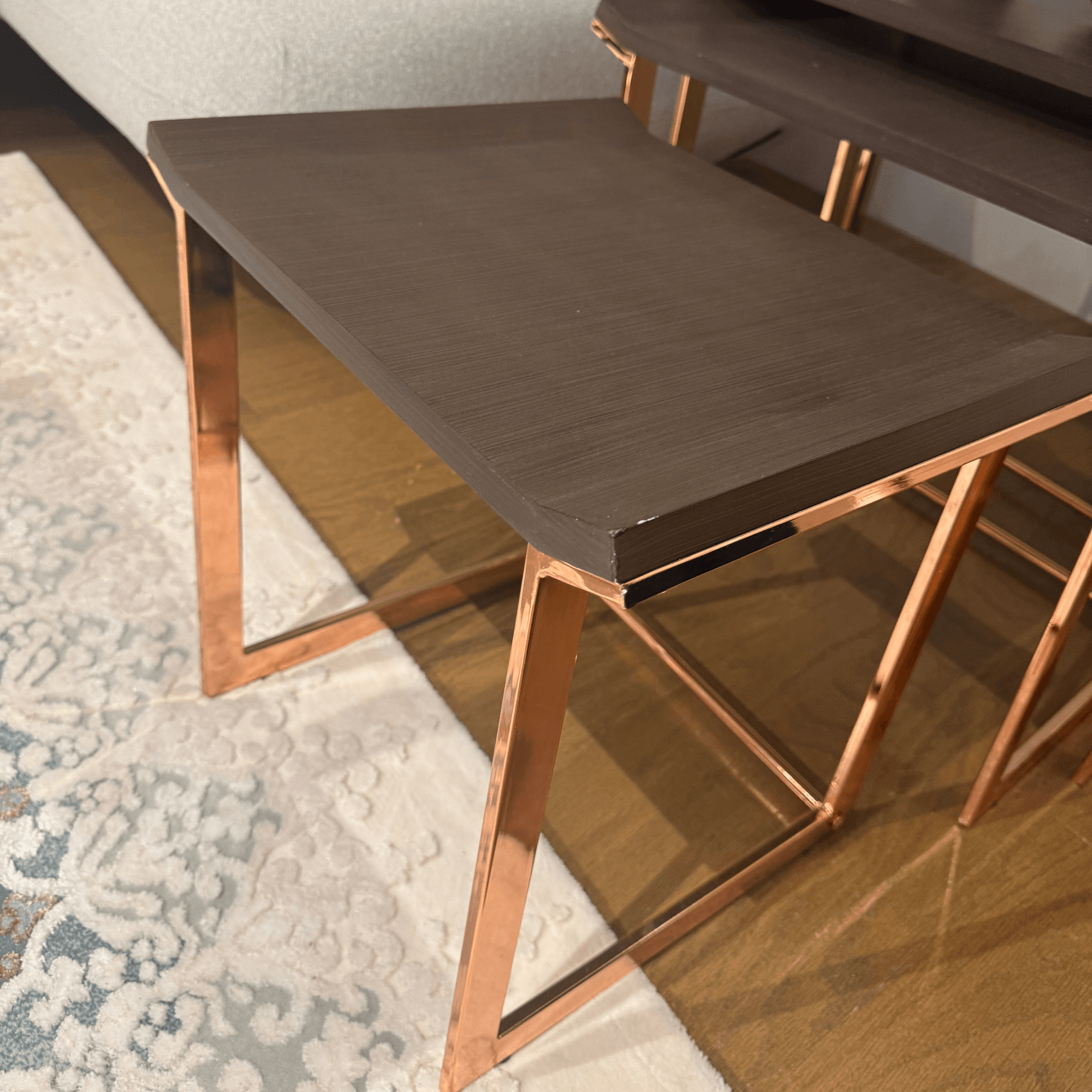 Ferozzi OEL-14 Modern Nesting Table Set with Copper Frame