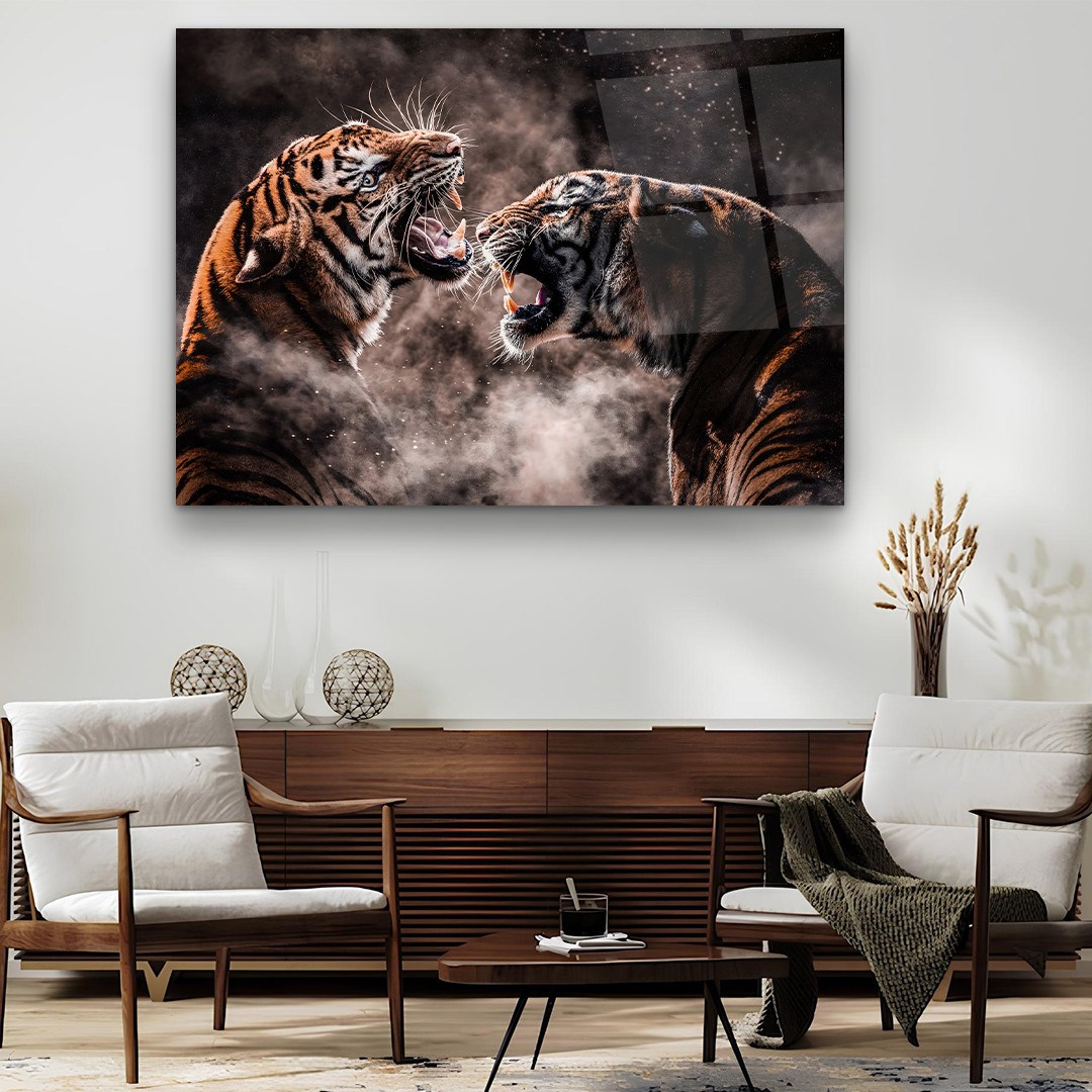 Warrior Tigers - Horizontal Glass Art