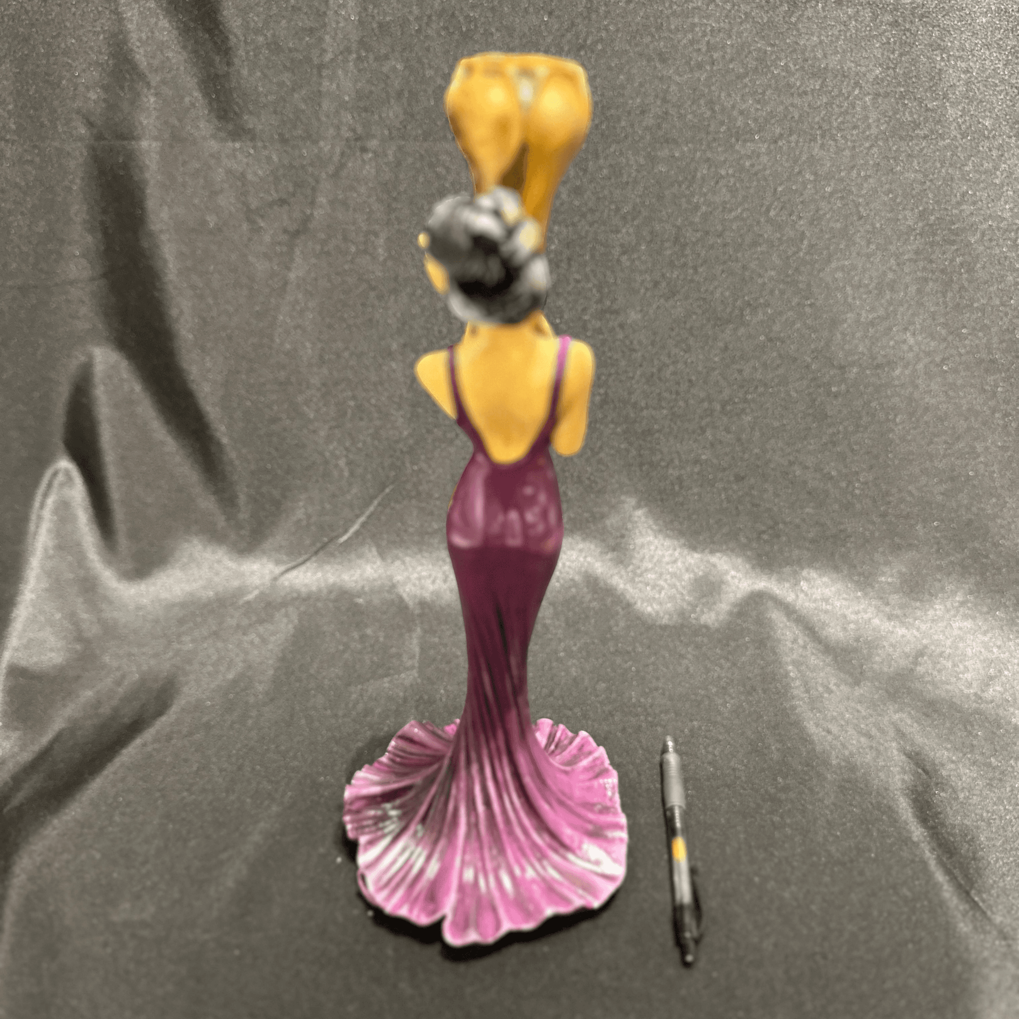 Elegant Purple Woman Sculpture with Gold Accent Handmade