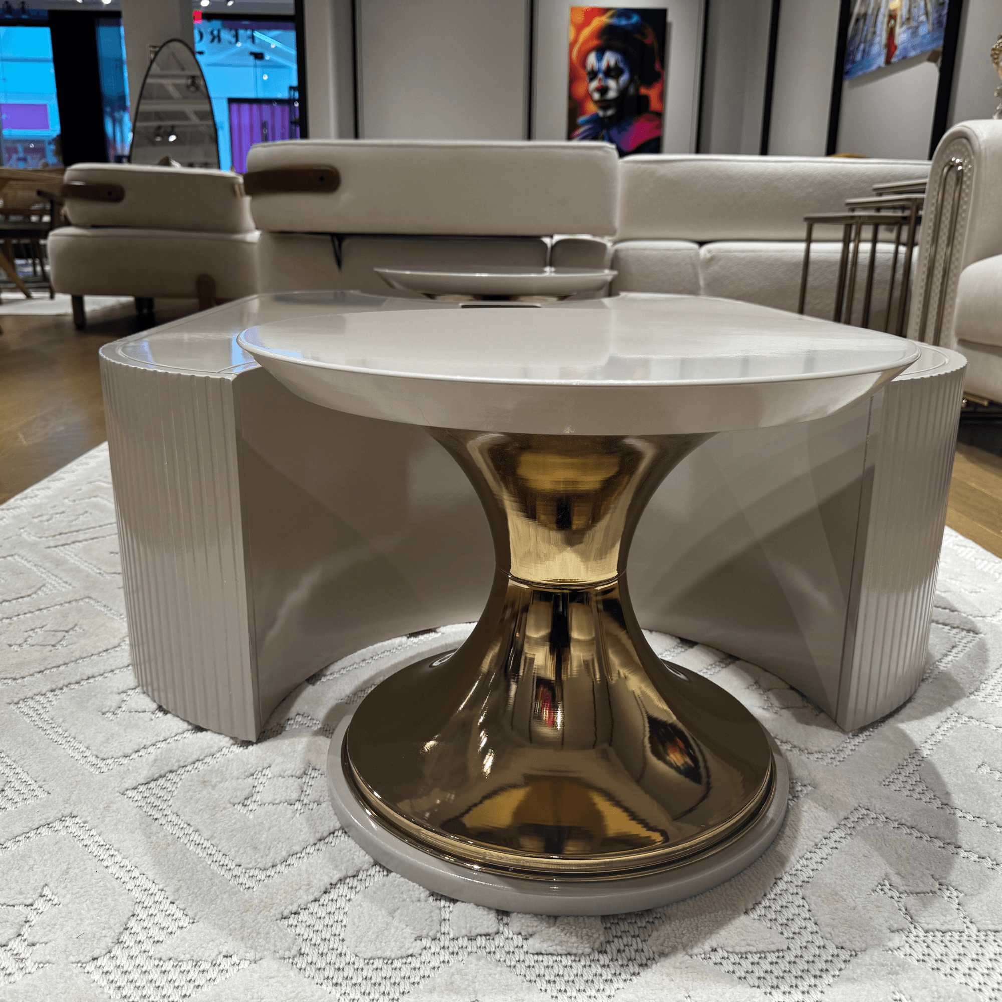 Paris Collection Elegant Modern Coffee Table Set with Gold Accents