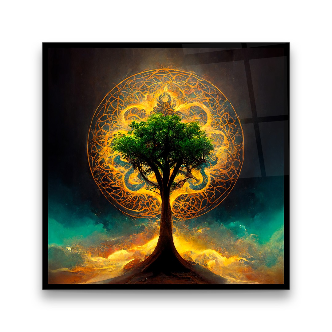 Tree of Life 10 - Square Glass Art