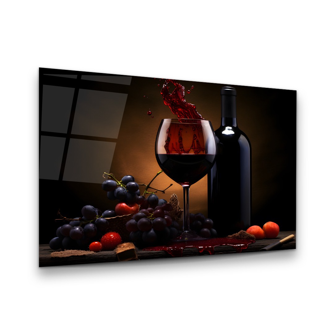 Red Wine - Horizontal Wall Glass Art