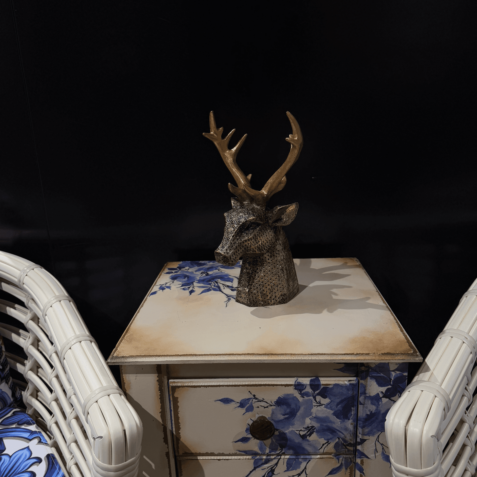 Elegant Golden Deer Head Sculpture Handmade