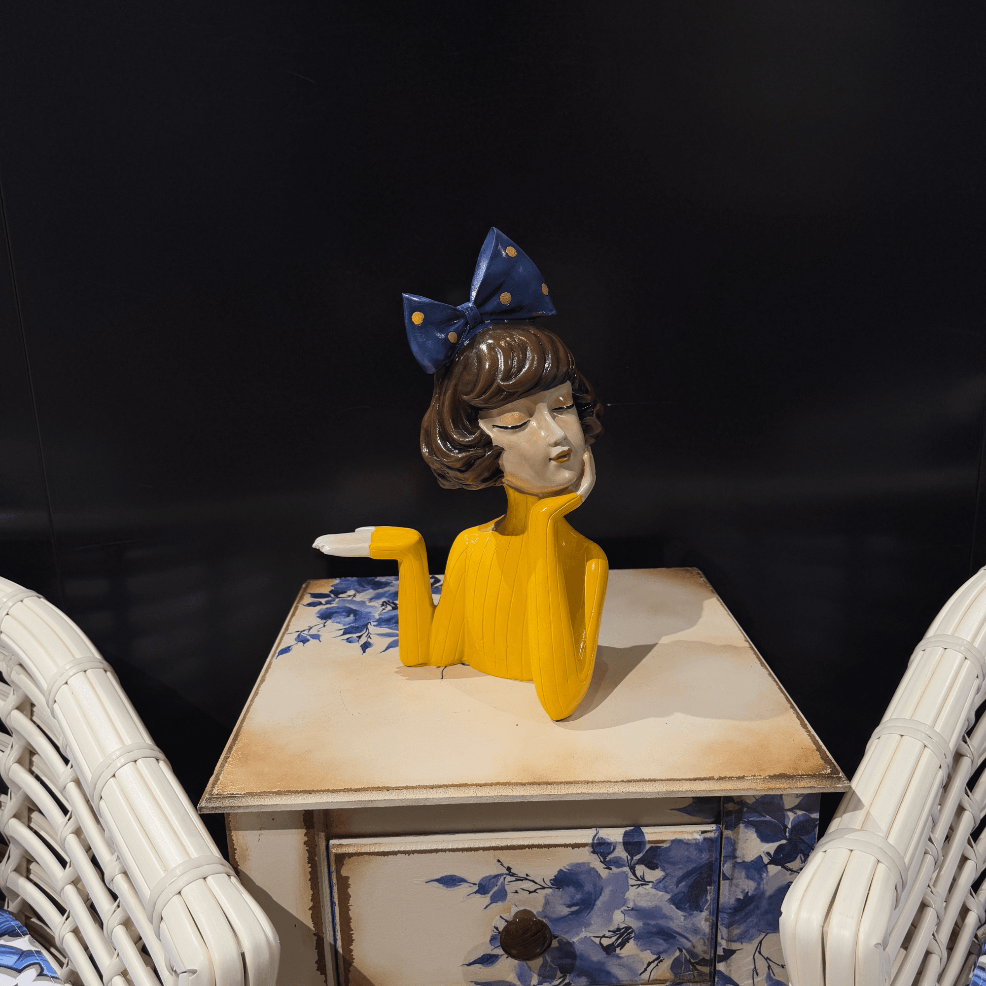 Charming Yellow Decorative Bust Handmade