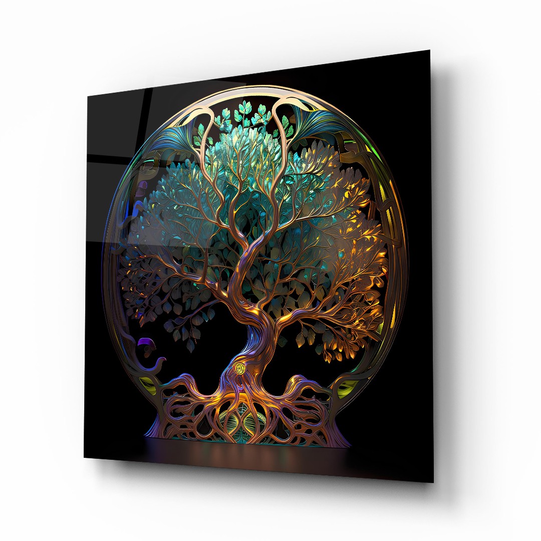 Tree of Life 4 - Square Wall Glass Art