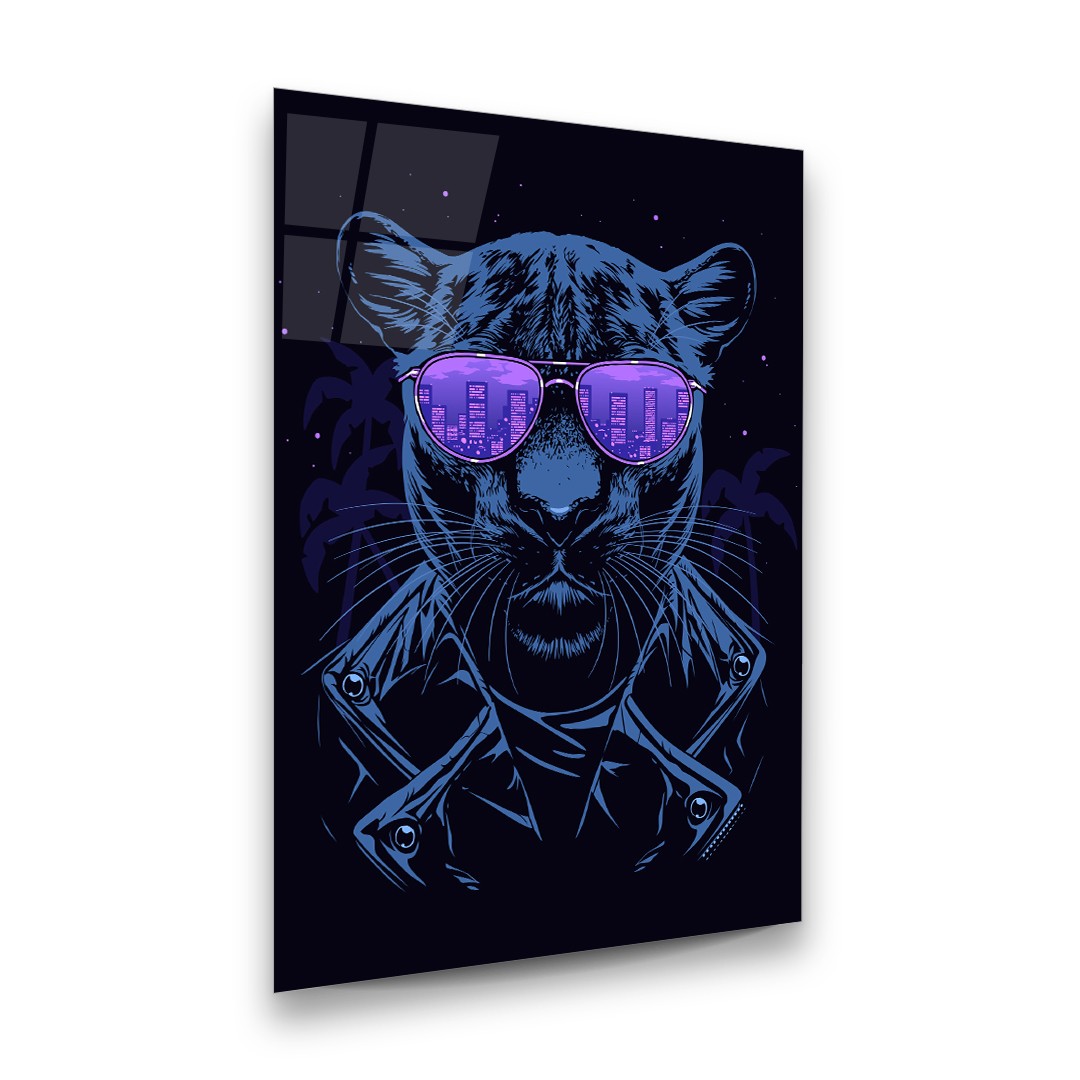 Panther Illustration - Rectangle Wall Glass Art