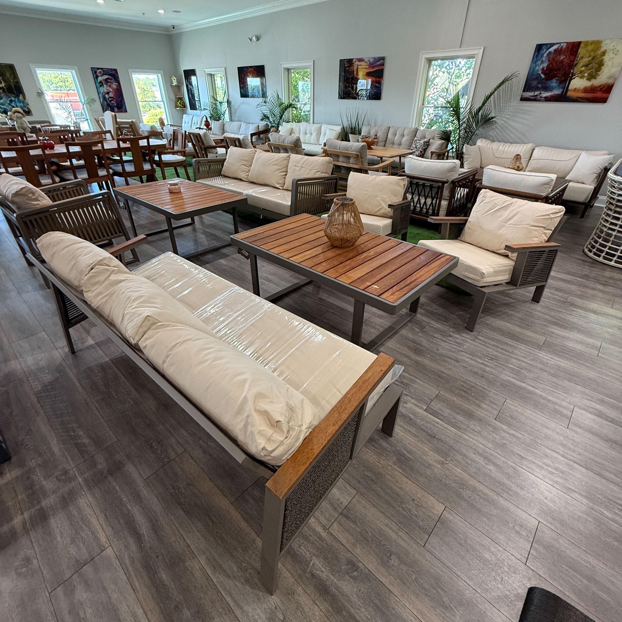 Relax Wooden Garden Patio 3+1+1 Sofa and Table Set
