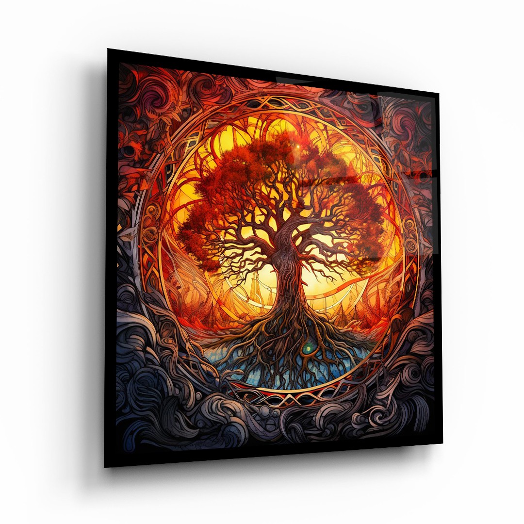 Tree of Lİfe 11 - Square Glass Art