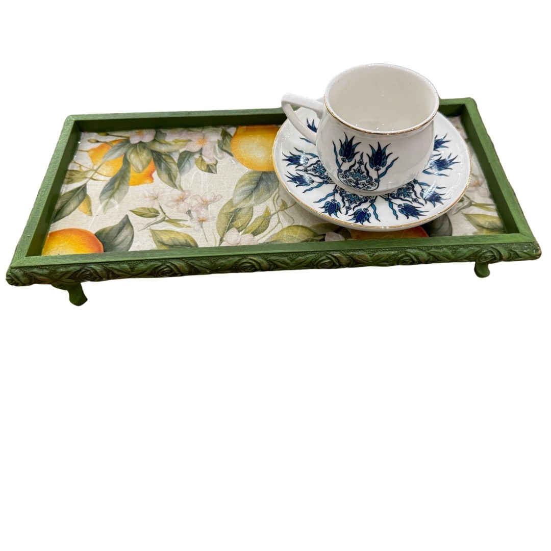 Handmade Decorative Coffee & Tea Serving Tray - Elegant Design for Special Occasions - Blue - Green