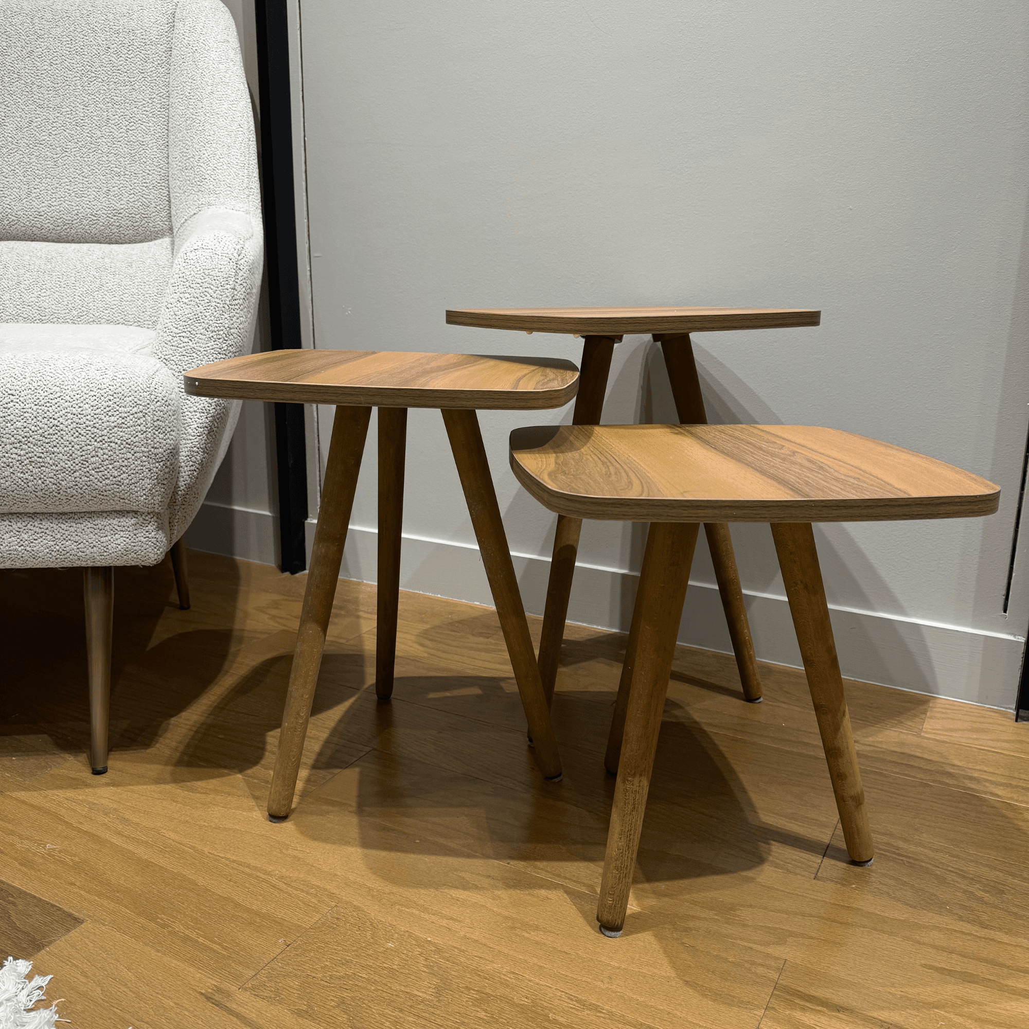 Ferozzi  B-1 Ferozzi Walnut MDF Veneer Nesting Table Set with Solid Wood Legs