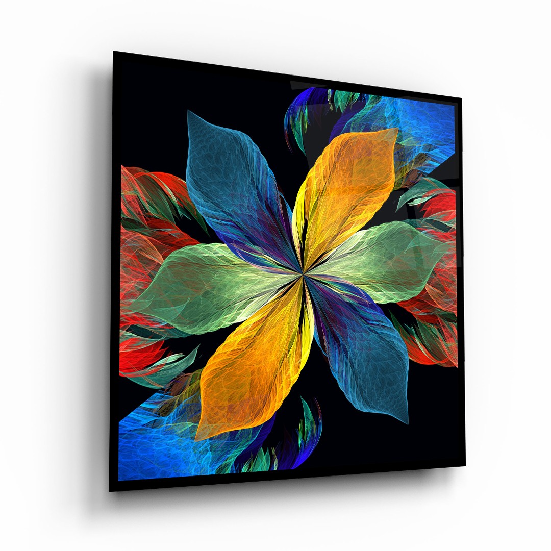 Flower Abstraction Illustration - Square Glass Art