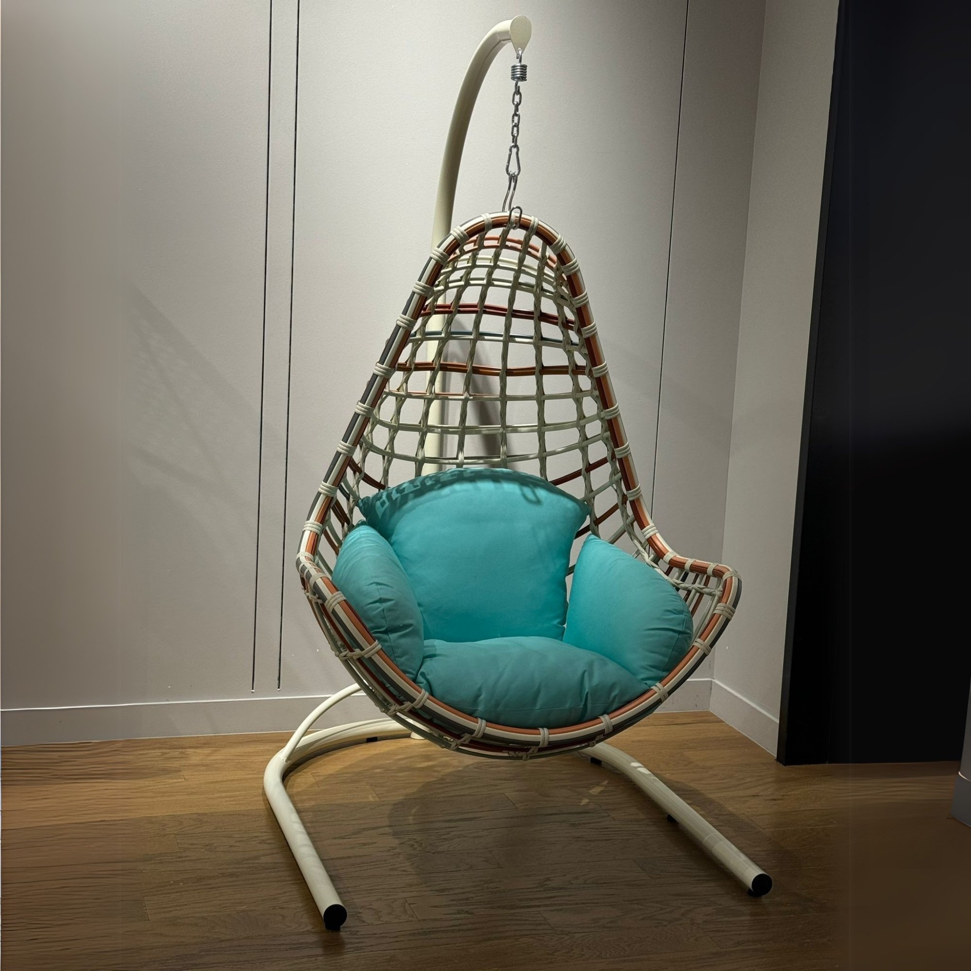  Ferozzi Chattahoochee Rattan Swing Chair Orange And Mint Turkuaz