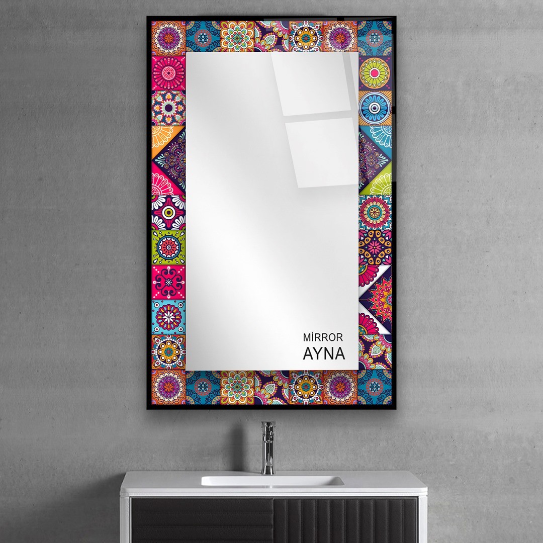 Tile Patterned Glass Mirror  Datca - Rectangle 3