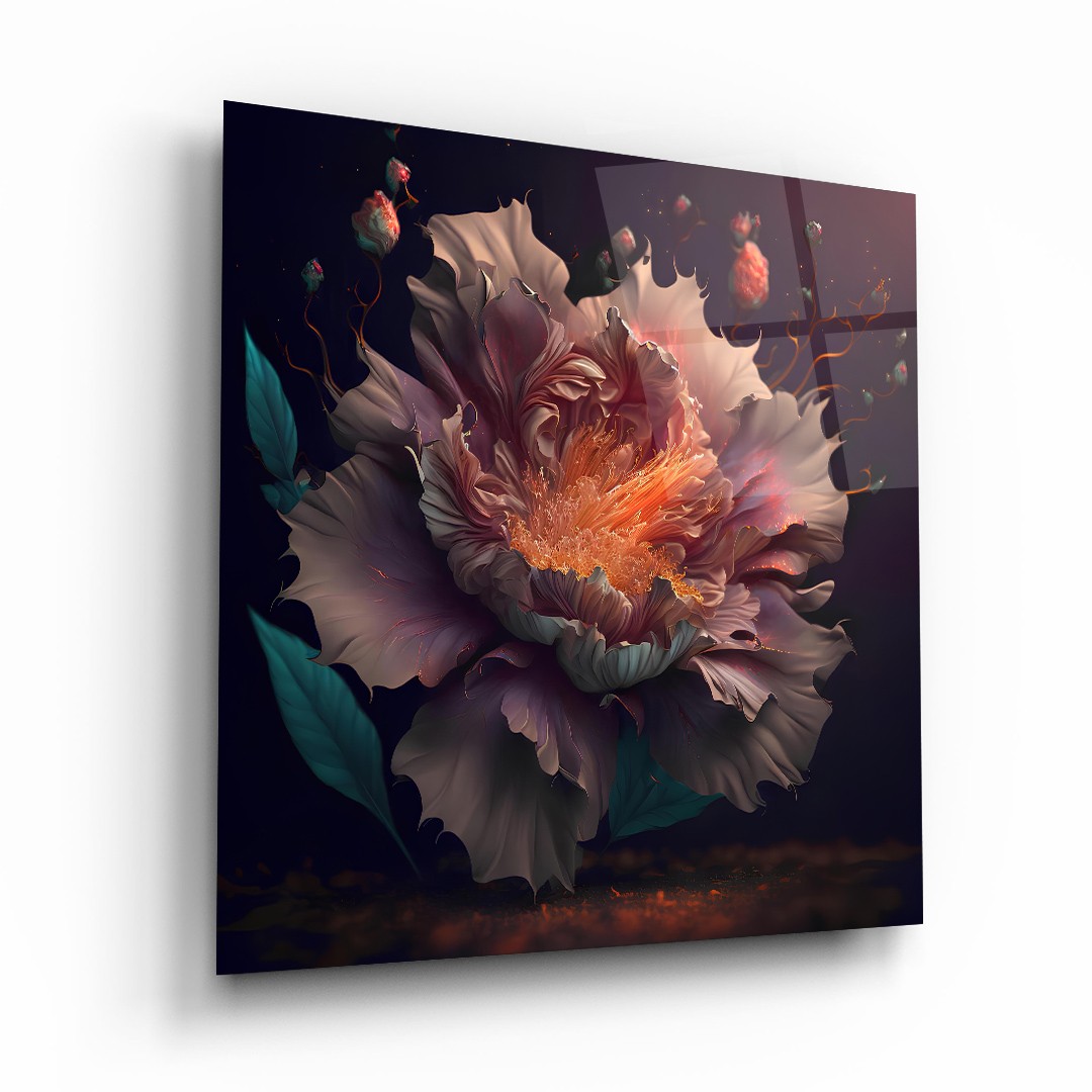 Flower Illustration 2 - Square Wall Glass Art