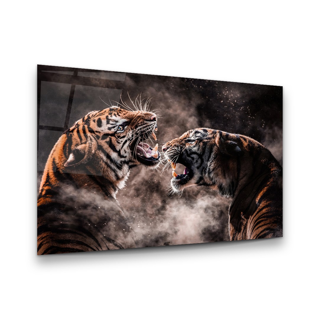 Warrior Tigers - Horizontal Glass Art