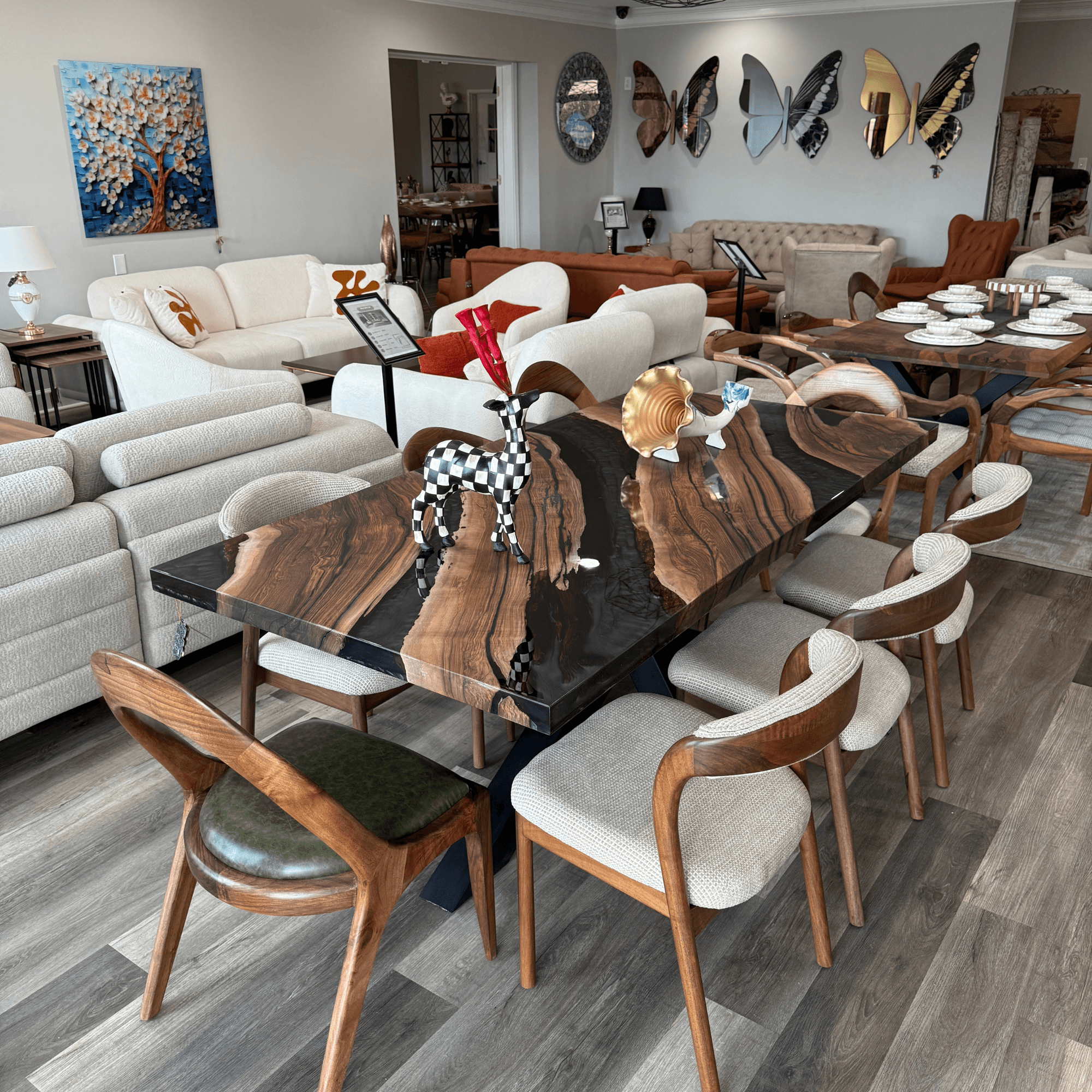 Handmade Black Transparent Epoxy Walnut Table