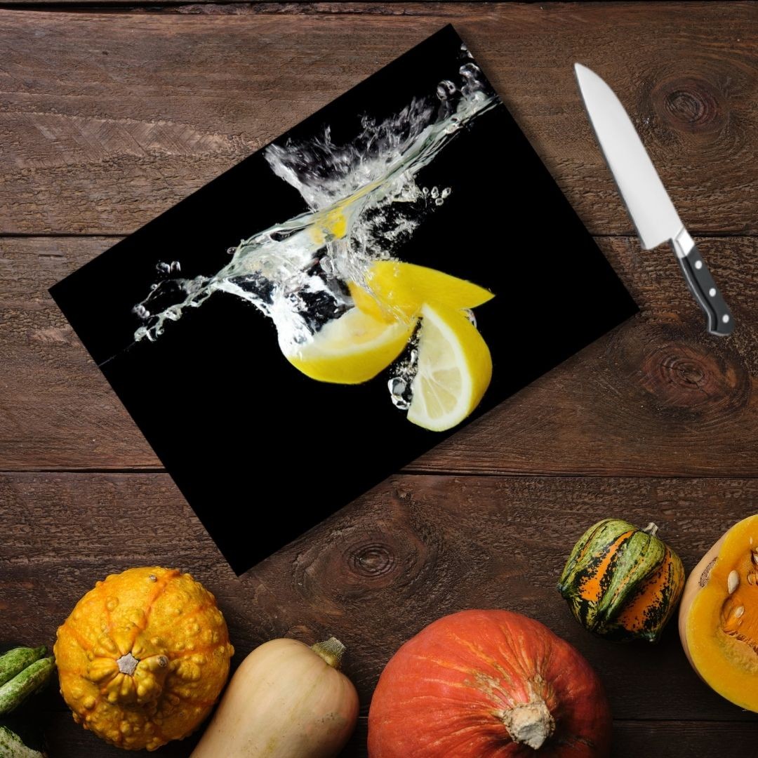 Tempered Glass Cutting Board - 12" x 17" Durable Shatterproof Kitchen Tool with Lemon Design | Perfect Gift for Mother’s Day, Christmas, and Housewarming