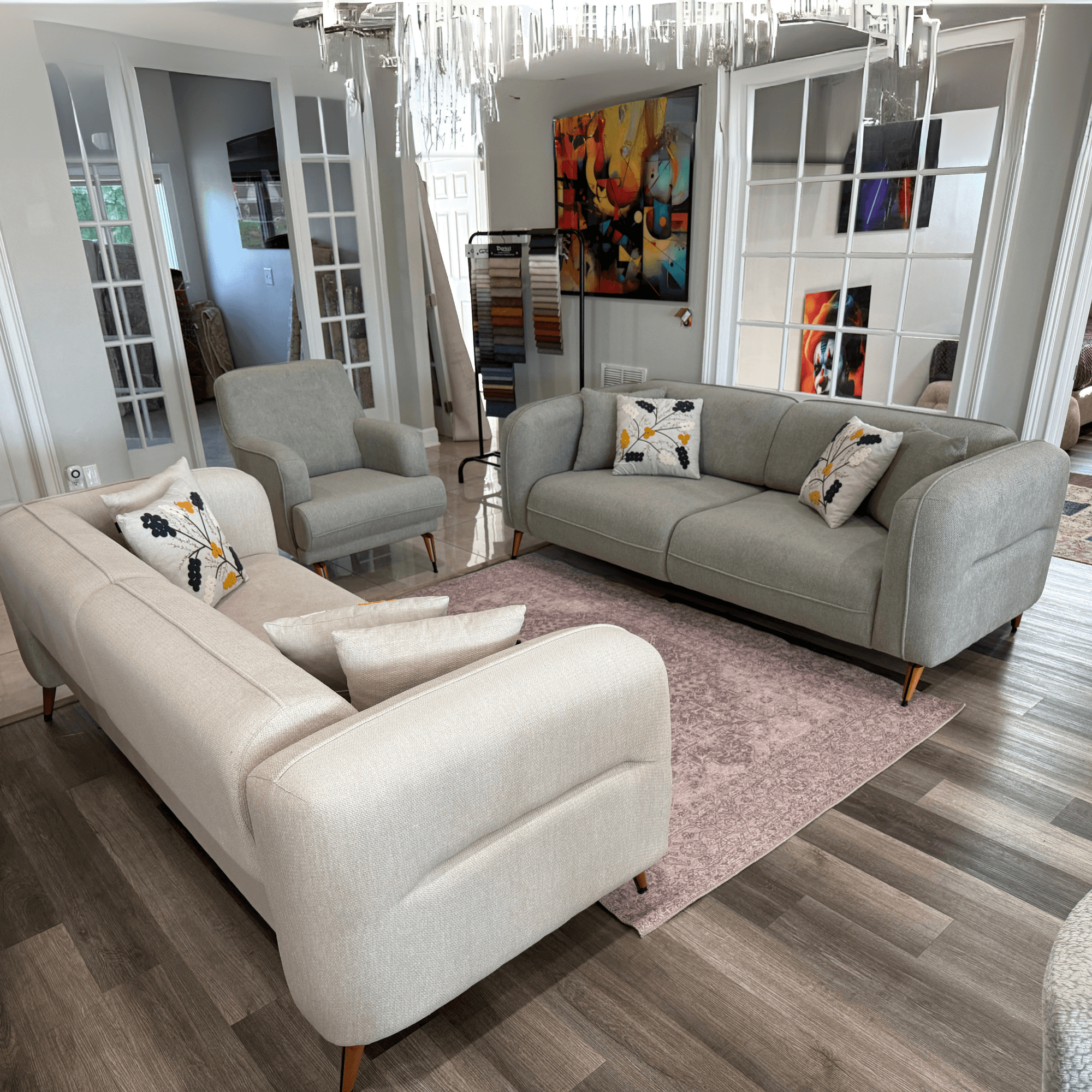 Ferozzi Violetta Convertible Sofa Set (3+3+1 )