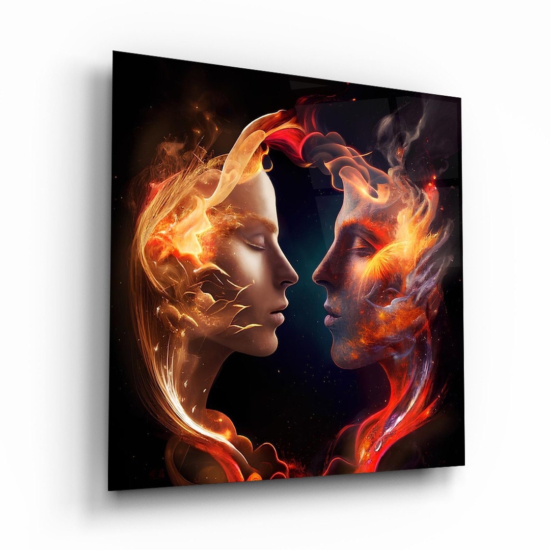 Rose and Thorn Flame - Square Glass Art