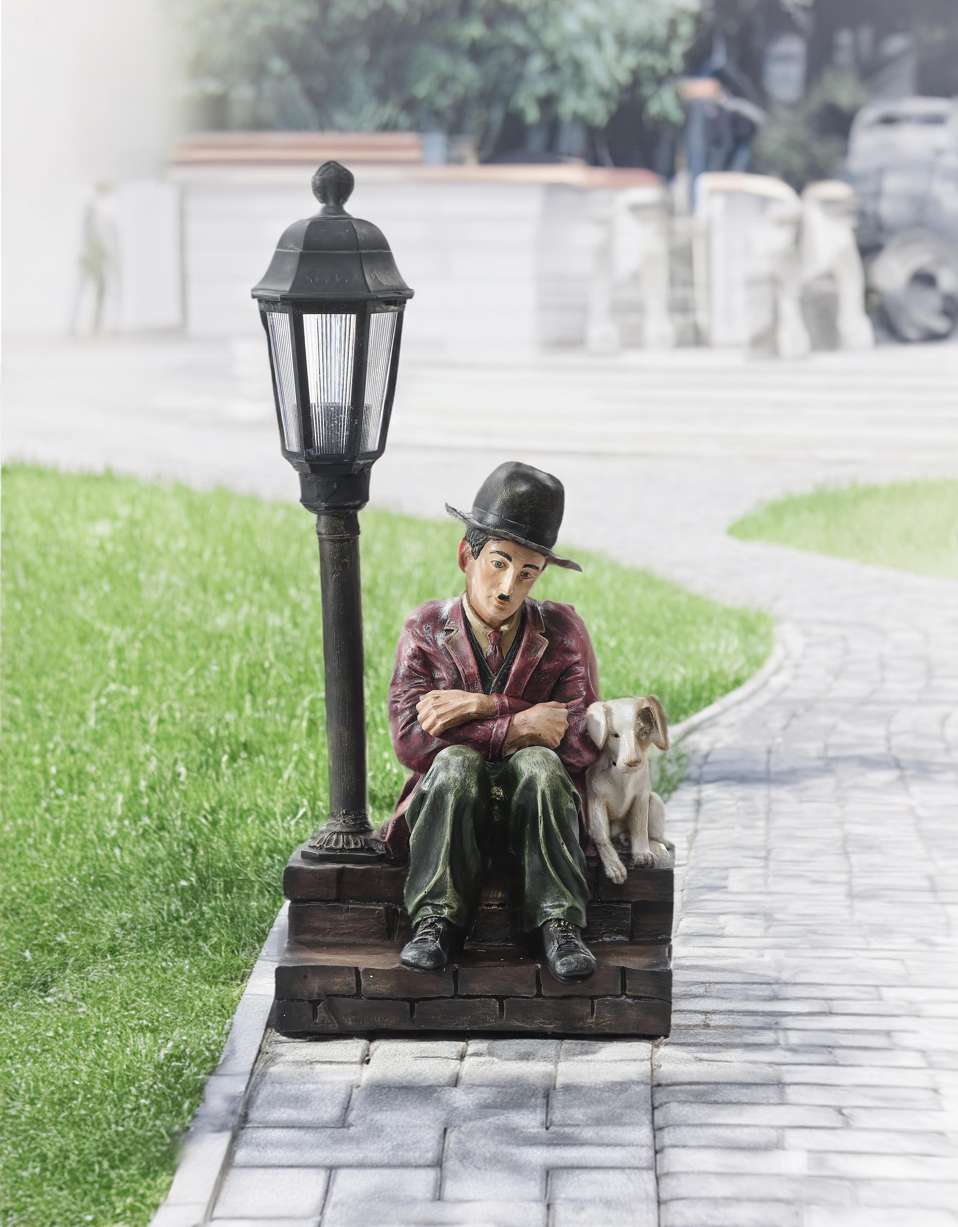 Ferozzi Chaplin and Dog Street Lamp - Sculpture Garden & Home Decor (Handmade)