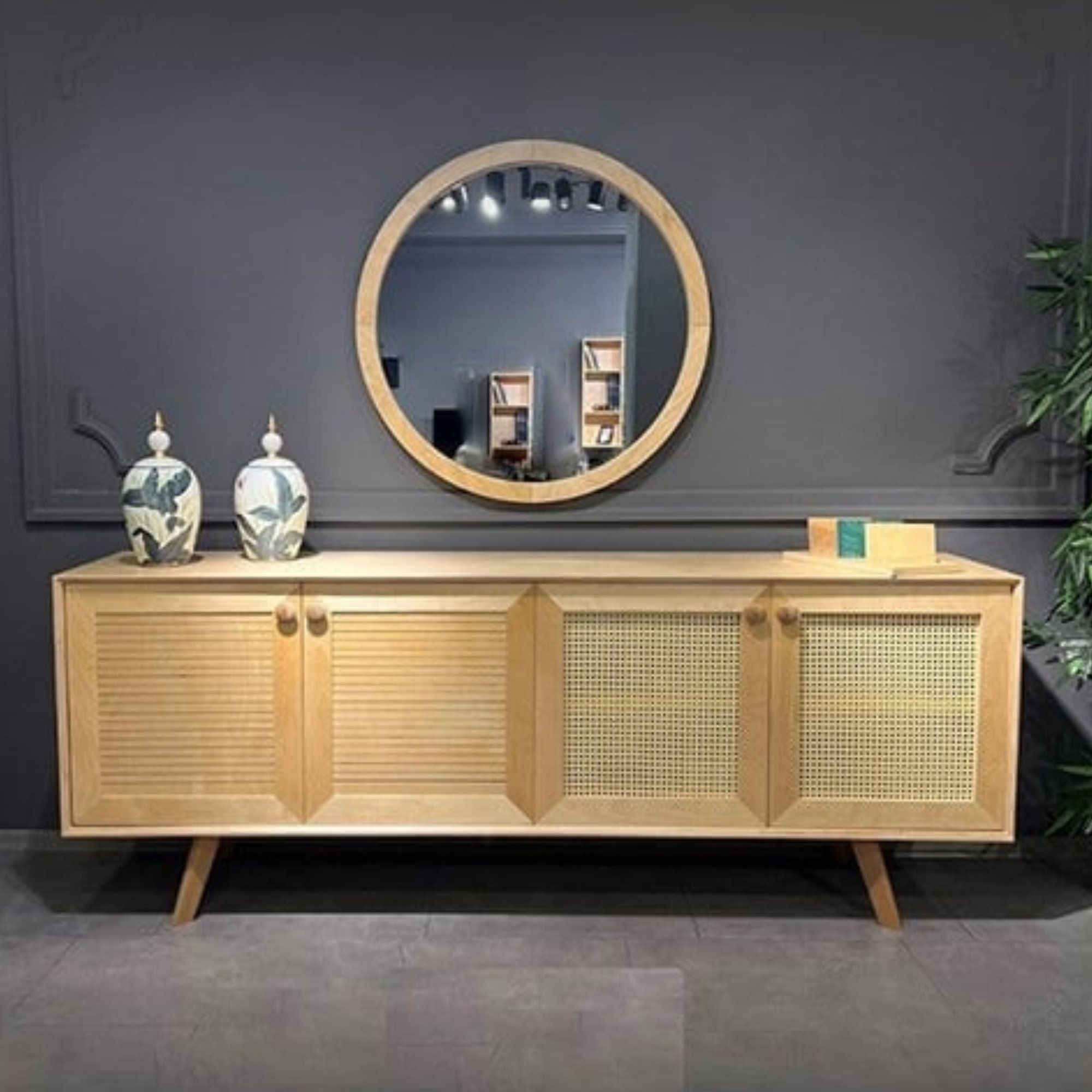 Ferozzi Valencia Rattan Console Table And Mirror