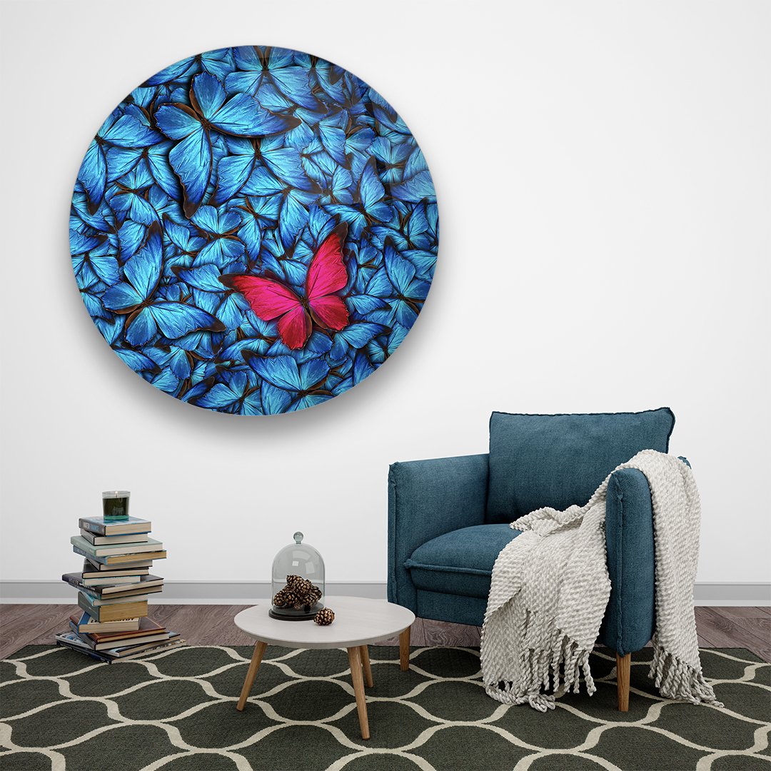 Butterfly Illustration - Circle Glass Art