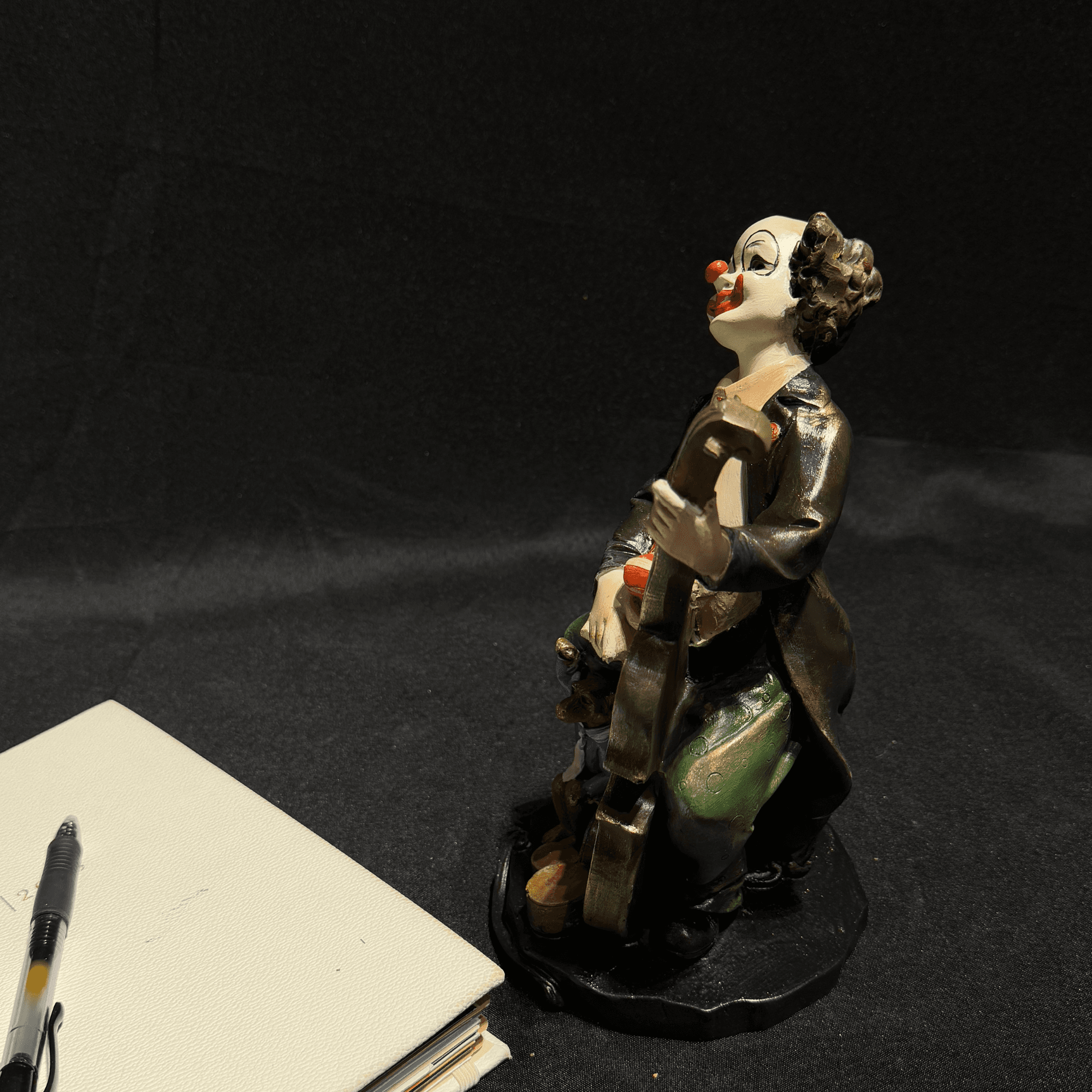 Clown Sculpture with Cello – Unique Decorative Figurine Handmade