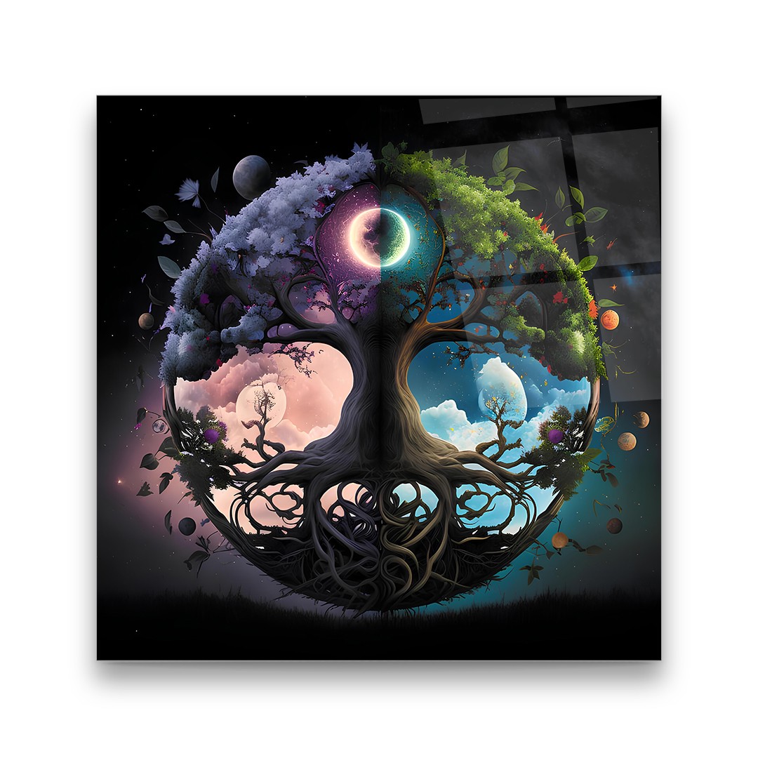 Tree of Life 6 - Square Wall Glass Art