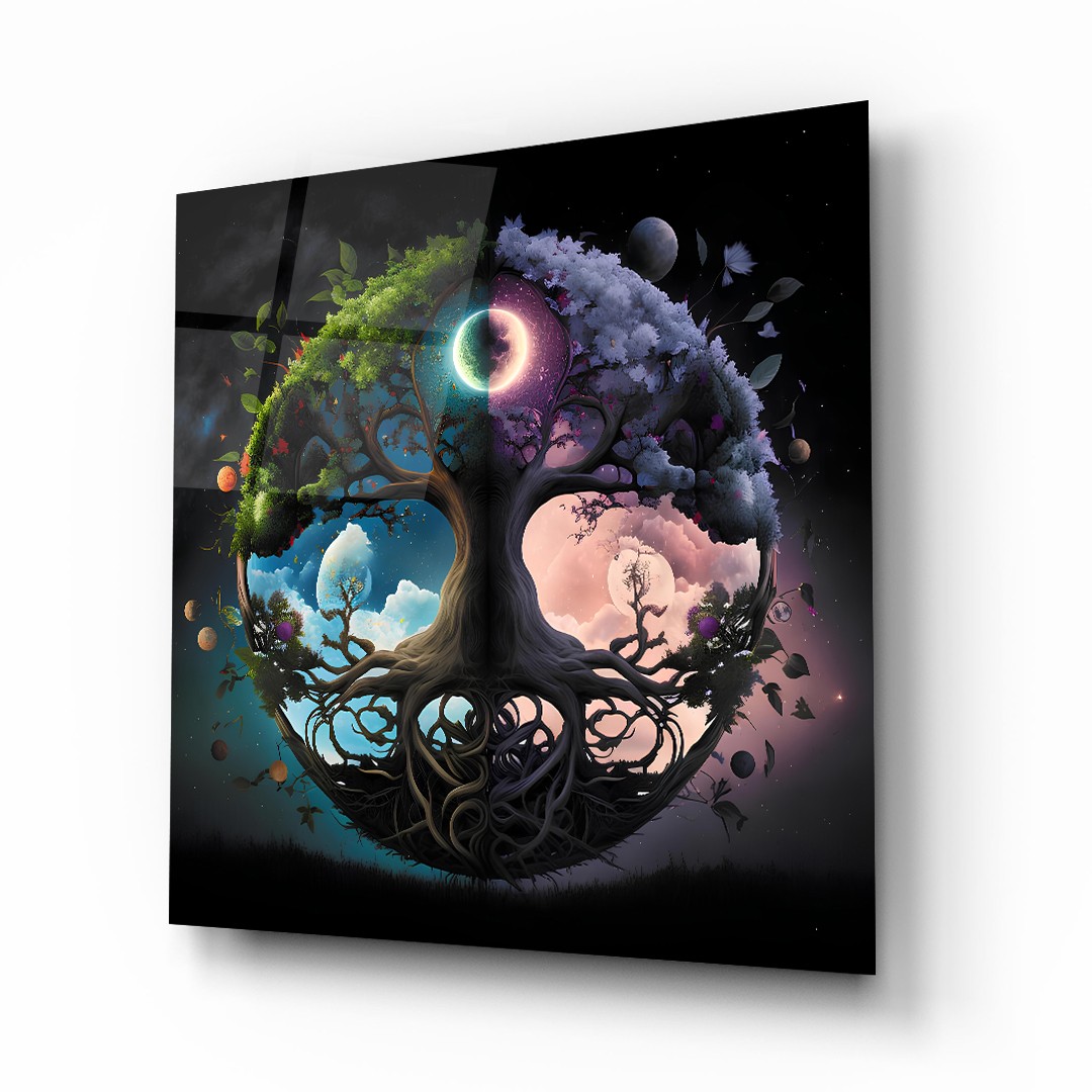 Tree of Life 6 - Square Wall Glass Art