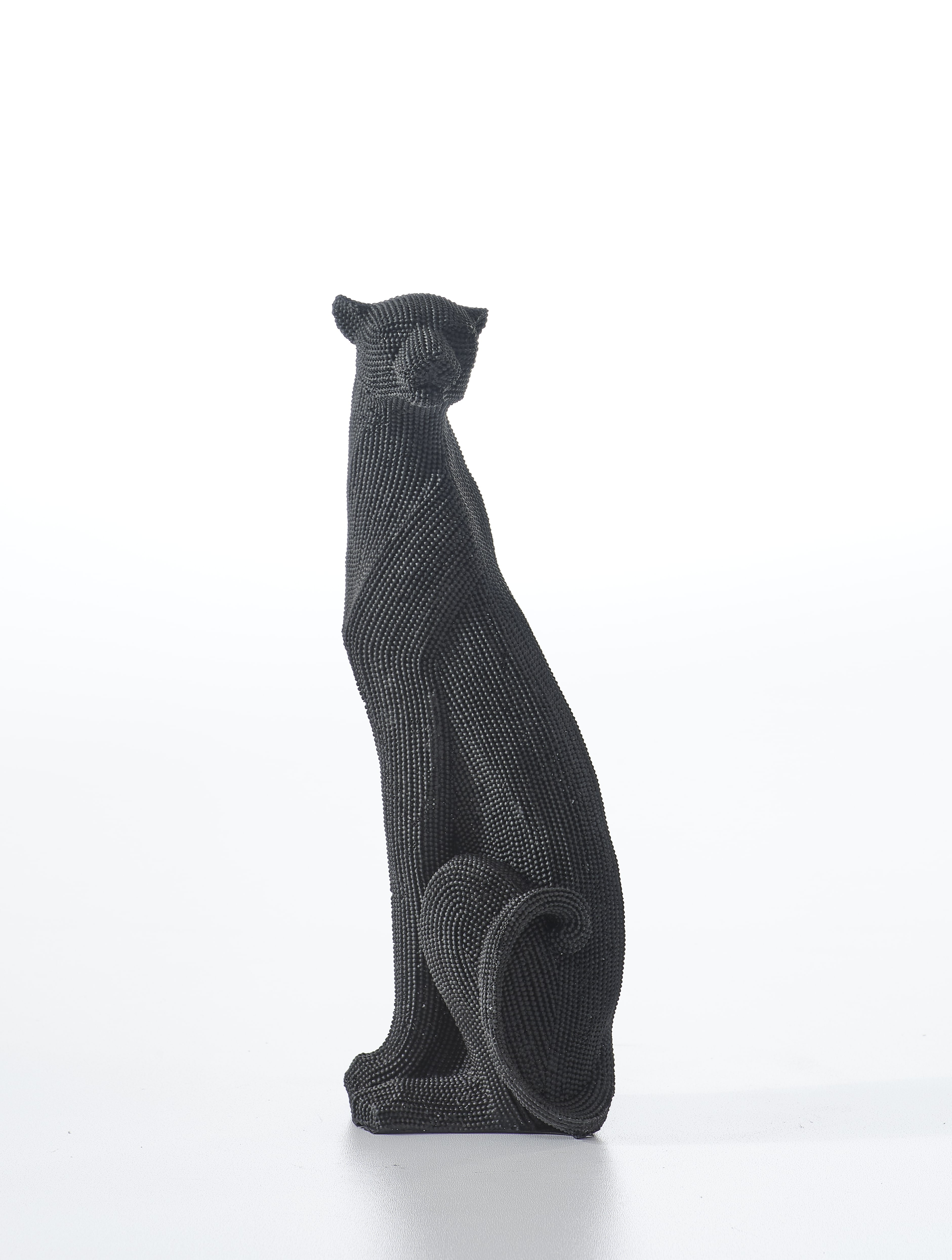 Glossy Black Panther Sculpture (Handmade)