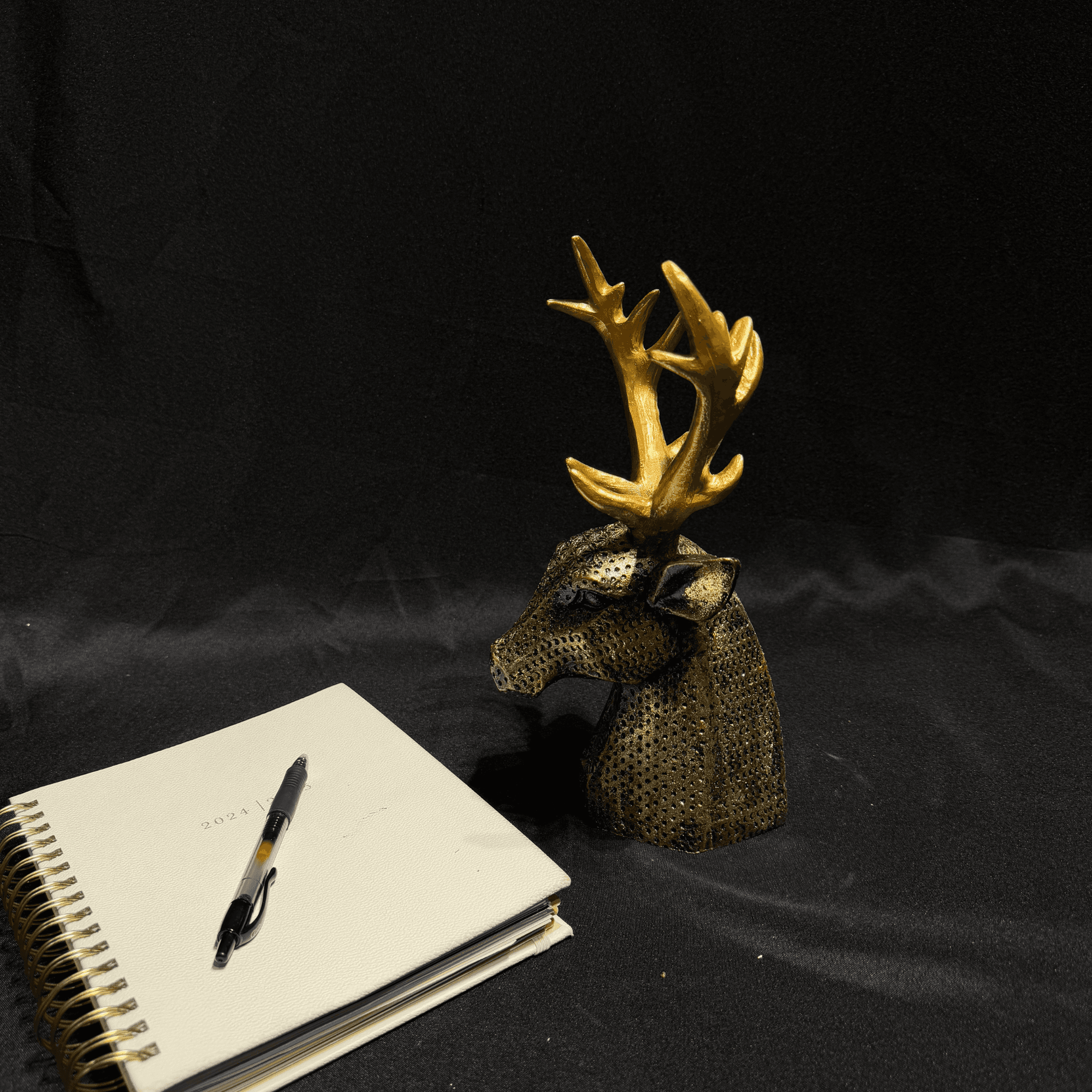 Elegant Golden Deer Head Sculpture Handmade