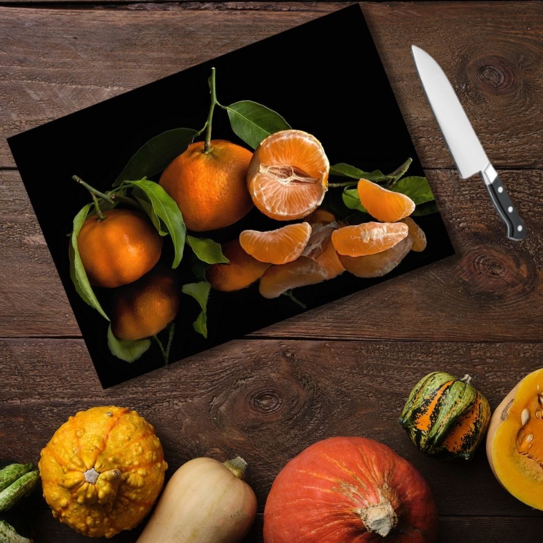 Tempered Glass Cutting Board - 12" x 17" Durable Shatterproof Kitchen Tool with Mandarin Design | Perfect Gift for Mother’s Day, Christmas, and Housewarming