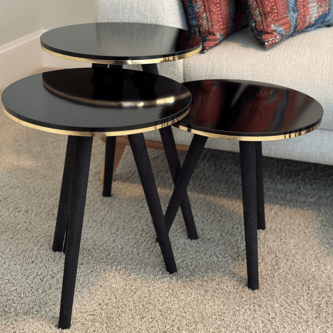 Luxury Black Accent Table Set