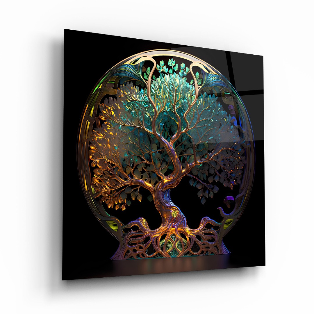 Tree of Life 4 - Square Wall Glass Art