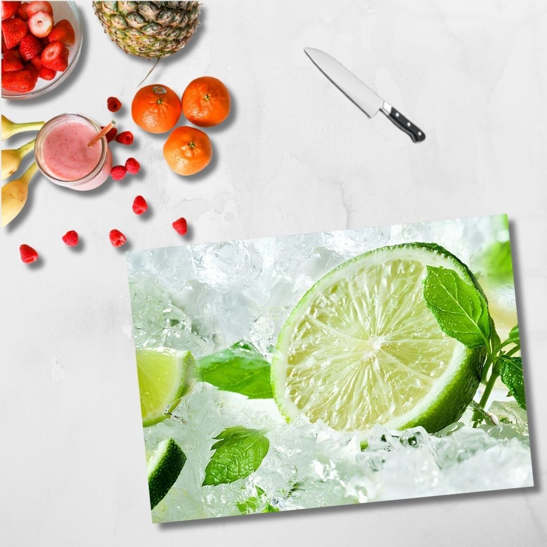 Tempered Glass Cutting Board - 12" x 17" Durable Shatterproof Kitchen Tool with Lime Design | Perfect Gift for Mother’s Day, Christmas, and Housewarming