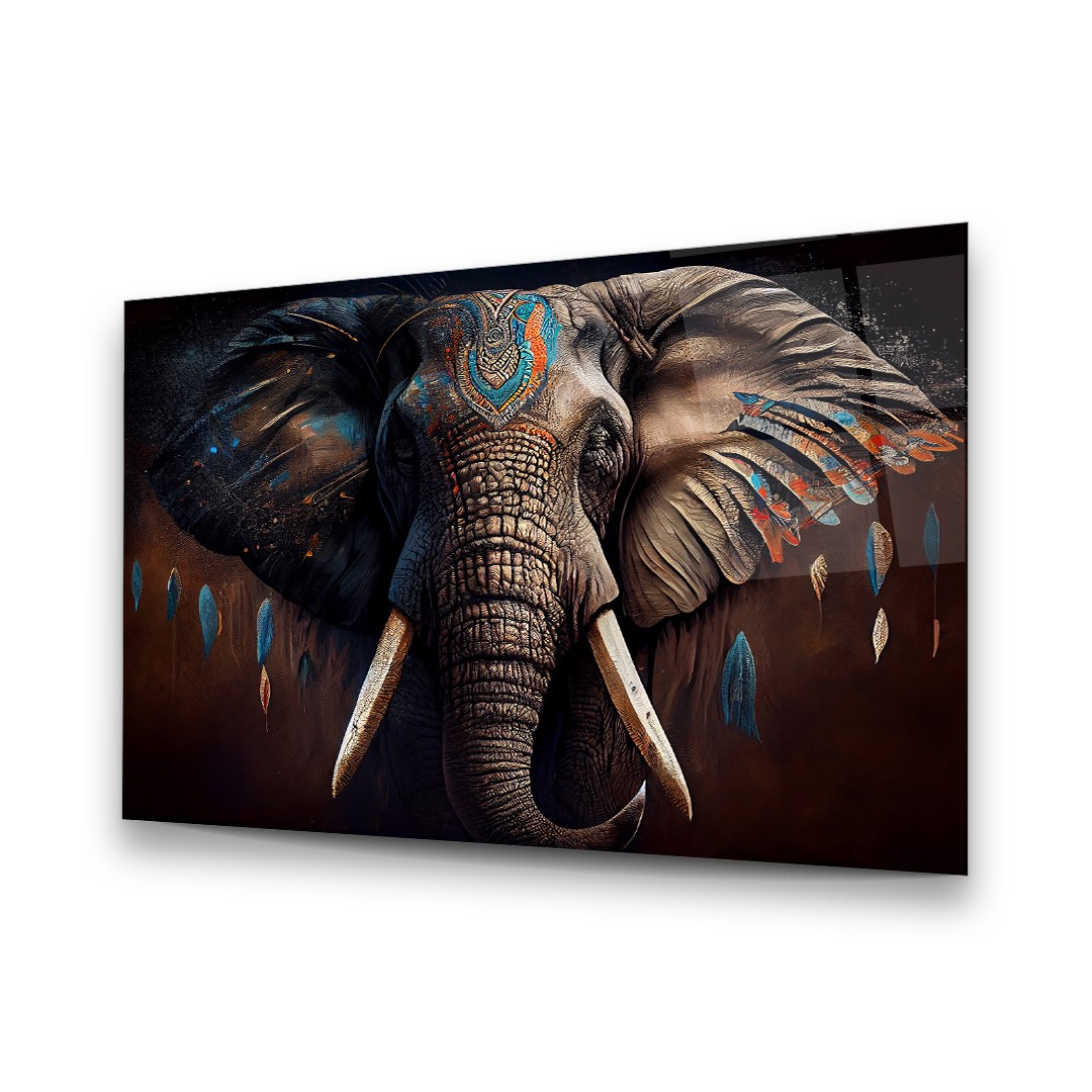 Elephant Portrait - Horizontal Glass Art