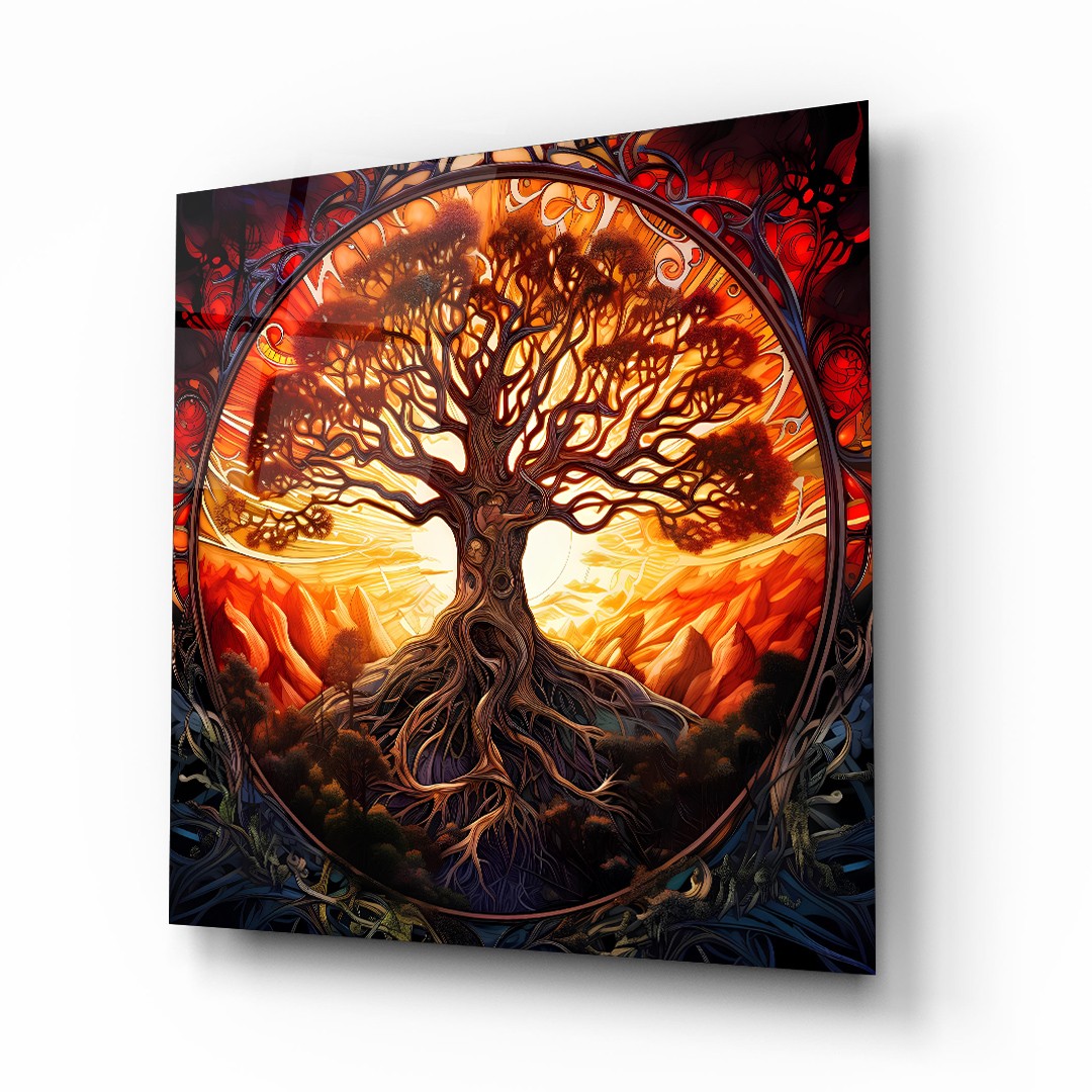 Tree of Life 8 - Square Glass Art