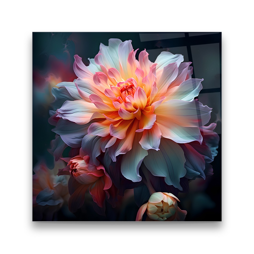 Flower Illustration 3 - Square Wall Glass Art