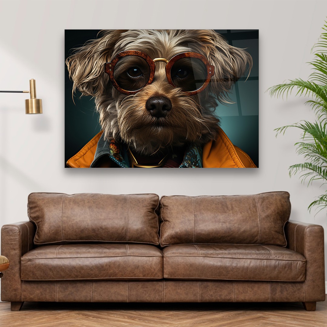 Fashion Dog - Horizontal Glass Art