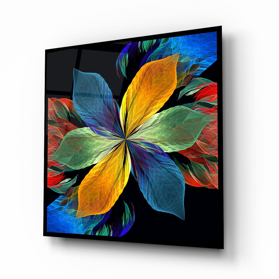 Flower Abstraction Illustration - Square Glass Art